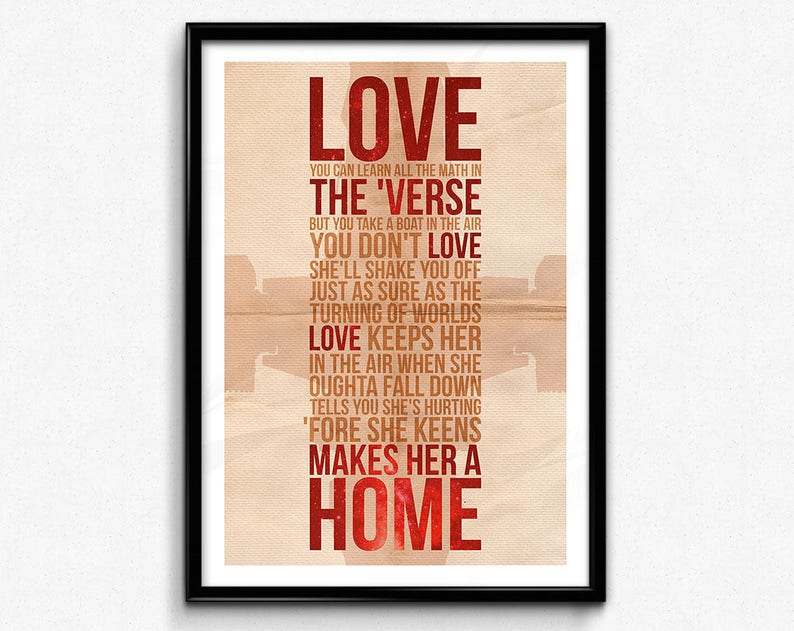Firefly Quote Poster/Print Light Love Keeps Her In The Air Quote, Serenity, Nathan Fillion, Browncoats, Malcolm Reynolds, CtrlAltGeek image 1
