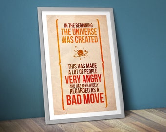 Hitchhiker's Guide Galaxy Poster – Bad Move Quote Print (Digital Download)