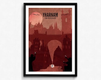 Bloodborne Travel Poster //  A2, A3, 12x16&quot;, 18x24&quot; Unframed, Bloodborne, Yharnam, Yarnam Print, Travel Geek Print, Fear The Old Blood