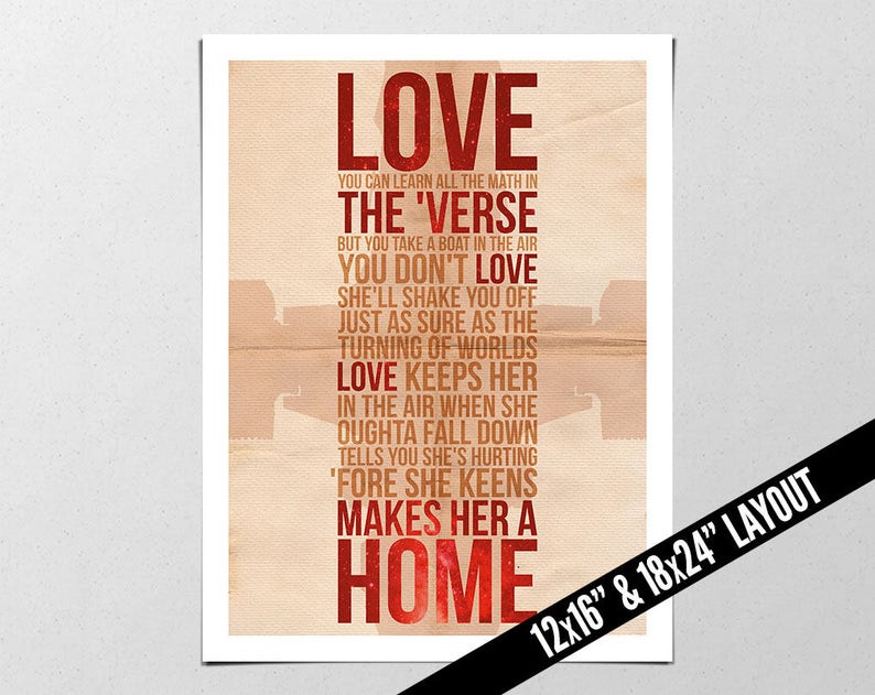 Firefly Quote Poster/Print Light Love Keeps Her In The Air Quote, Serenity, Nathan Fillion, Browncoats, Malcolm Reynolds, CtrlAltGeek image 7