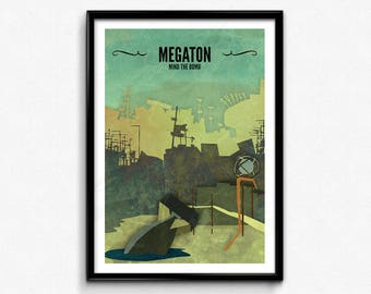 Fallout 3 Travel Poster/Print - Megaton Poster/Print - Video Game Art, Gamer, Fallout Art, Game Decor, Travel Poster, CtrlAltGeek