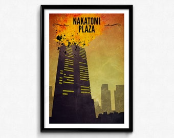 Die Hard-affisch/tryck - Nakatomi Plaza reseaffisch - Die Hard-affisch, John Mclane-affisch, Los Angeles, Bruce Willis-affisch, resetryck