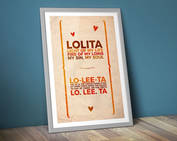 Lolita Quote Poster/Print DL Lo-Lee-Ta, First Paragraph, Nabokov.