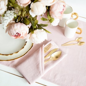 Bulk of 50 Linen Napkins in blush pink color perfect as wedding napkins or dinner napkins image 2