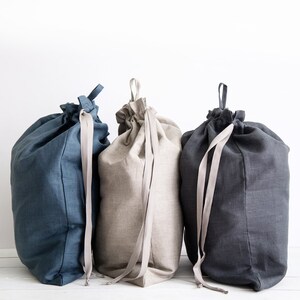 Large Drawstring Laundry Bags, Linen Laundry Bag, Large Laundry Bag, Custom Laundry Bag, Hanging Laundry Bag, Laundry Hamper Bag image 4