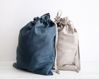 Linen Laundry Bag, Custom Color and Size Large Laundry Bag, Hanging Laundry Bag, Hanging Door Bag, Laundry Hamper Bag, Clothes Bag