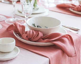 Linen Wedding Napkins Set of 6: Organic Reusable Dinner Napkins