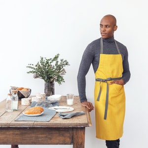 Full apron for men with pockets and adjustable long straps Gifts for him image 2