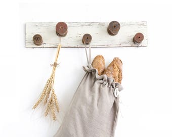 Linen Bread Bag, Hanging Bread Bag, Linen Storage Bag for a Fresh Bread, Reusable Storage Bag, Drawstring Bread Bag in Many Colors,