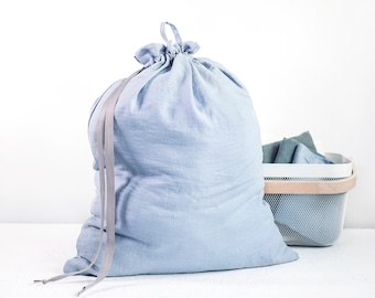 Blue or Other Color Dirty Laundry Bag, Large Linen Laundry Bag, Hanging Laundry Hamper, Linen Laundry Sacks for Clothes, Laundry Pouches