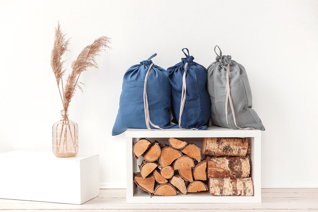 Big Size Laundry Bag Made of Softened Linen, Natural Linen Drawstring Bag, Large Clothes Bag Etsy