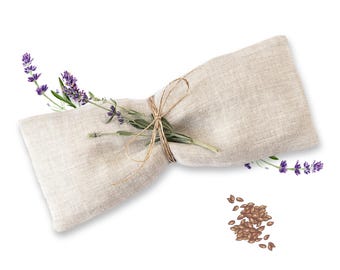 Natural Linen Eye Pillow with Lavender, Organic FlaxSeed Eye Mask, Aromatherapy & Stress Relief, Yoga Gift, Spa Relaxation, Weighted Pillow