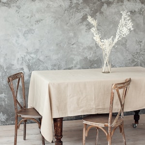 Washed Linen Tablecloth, Rectangular Farmhouse Dining Table Cover, Soft European Flax Table Linens for Wedding, Holiday & Everyday
