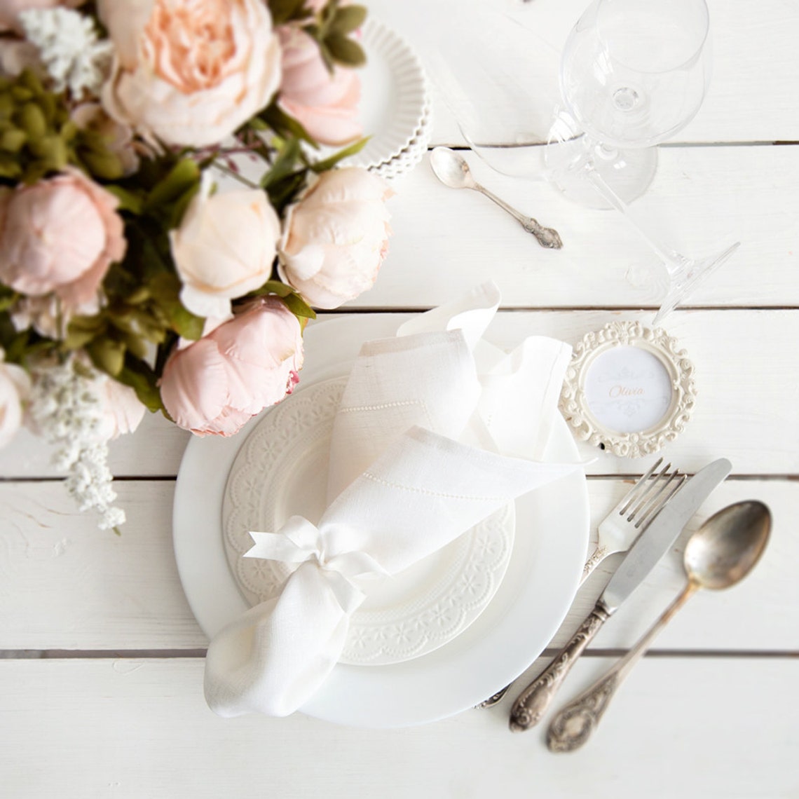 Wedding Cloth Napkins Set of 6 Napkins With Hemstitch Linen Etsy