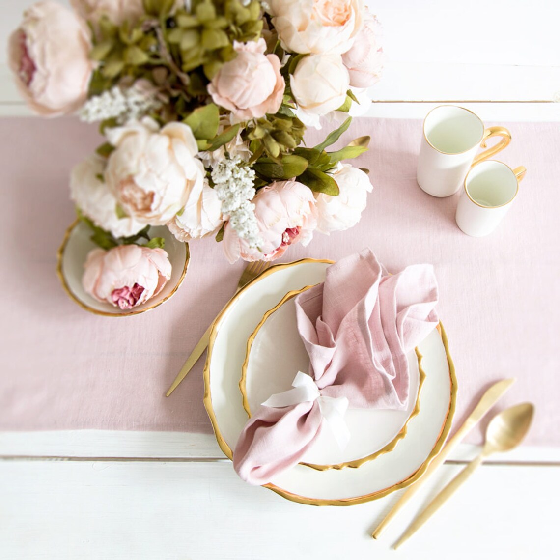 Blush Pink napkins set made of Natural Linen perfect as Etsy