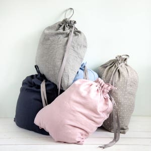 Linen Laundry Bag, Linen Storage Bag, Softened Linen Bag, Big Laundry Bag, Linen Drawstring Bag image 6