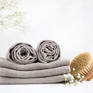 Grey bathroom towels handmade of natural linen will be your best towels choice image 6