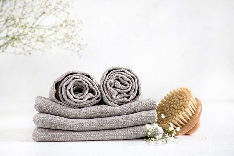 Grey bathroom towels handmade of natural linen will be your best towels choice image 6