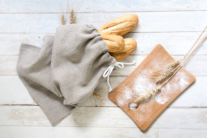 Bread Keeper Drawstring Bag Natural Linen Reusable Storage Etsy