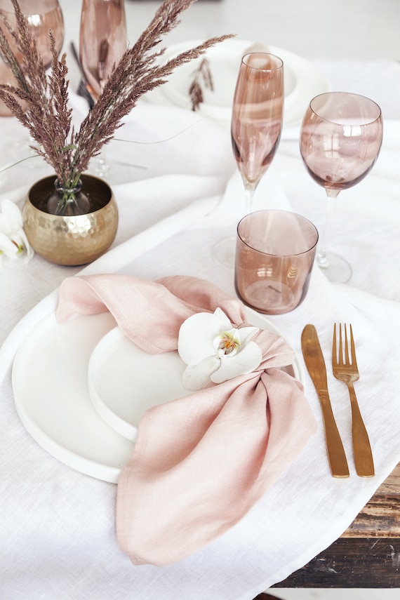 Dusty Pink Linen Cloth Napkins, Mauve Wedding, Dinner