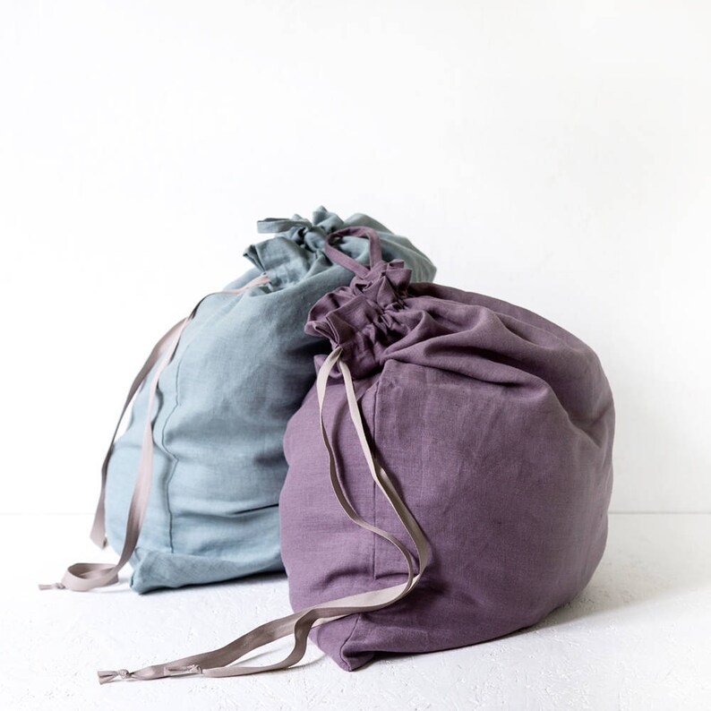 College laundry bags made of stone washed linen set of 2 Etsy