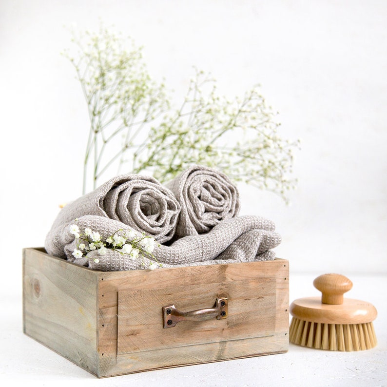 Grey bathroom towels handmade of natural linen will be your best towels choice image 4