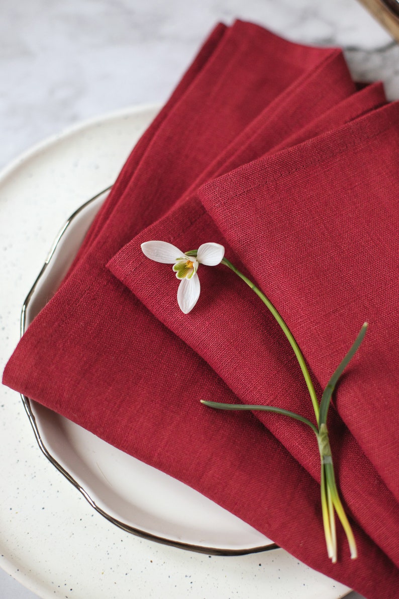 Softened Linen Napkins Set Natural Linen Napkins in Many Etsy