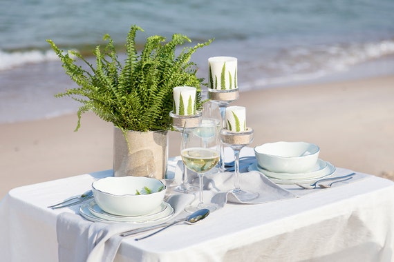 Silver Table Runner Handmade Of Natural Linen Wedding Table Etsy