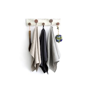 Linen kitchen towels set of 3, Linen tea towels, Ticking strips towel, Stonewashed linen dish towels, Eco linen towel image 1