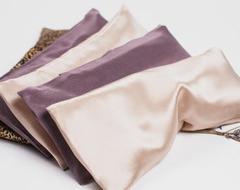 Natural Silk Lavender Eye Pillow, FlaxSeed Eye Mask, Aromatherapy & Stress Relief, Yoga Gift, Spa Sleep Relaxation, Weighted Eye Pillow