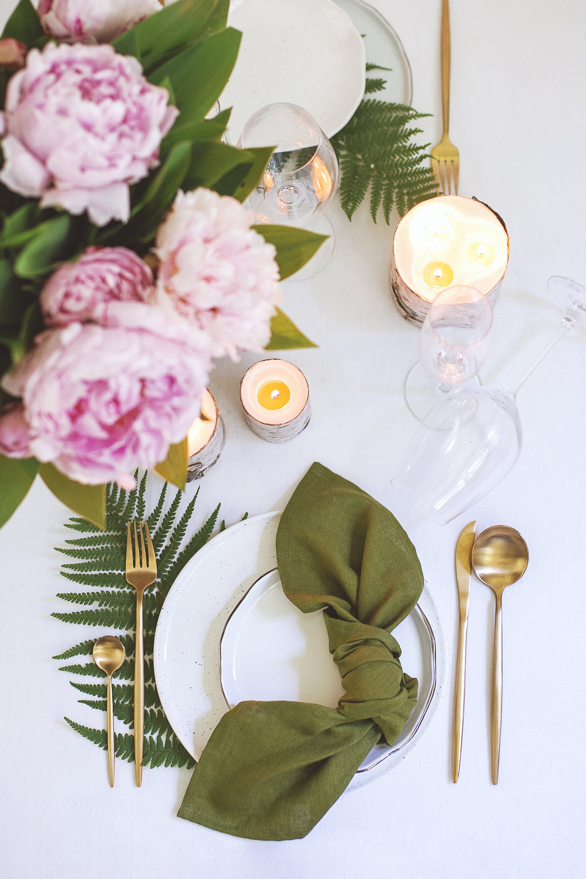 Moss Green Cloth Napkins Set Linen Napkins Wedding Decor Etsy