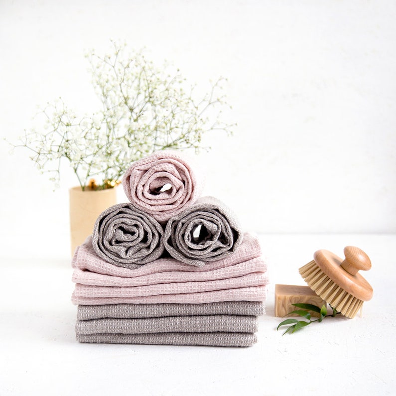 Grey bathroom towels handmade of natural linen will be your best towels choice image 7