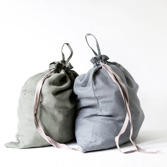 College laundry bags made of stone washed linen set of 2 Etsy