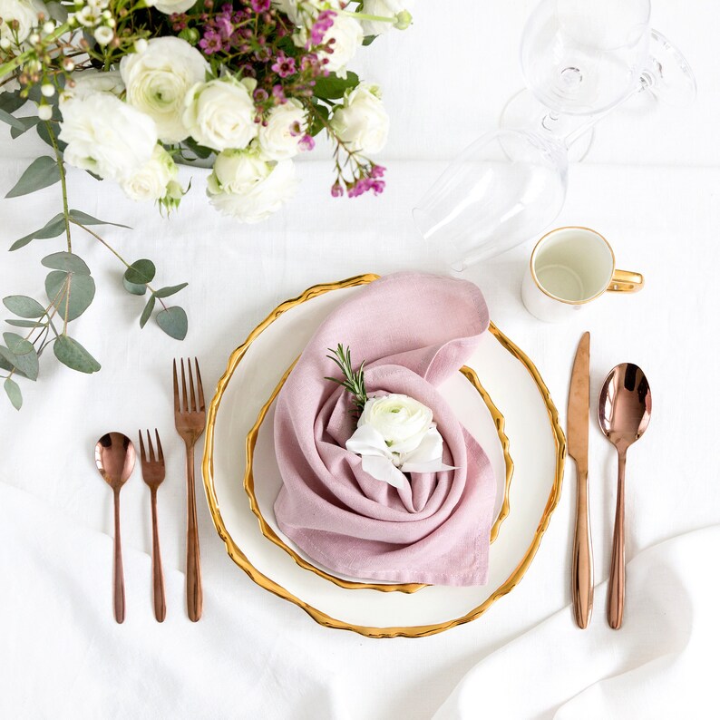 Blush Pink napkins set made of Natural Linen perfect as Etsy