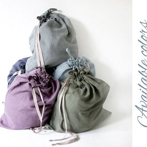 Linen Laundry Bag, Linen Storage Bag, Softened Linen Bag, Big Laundry Bag, Linen Drawstring Bag image 1