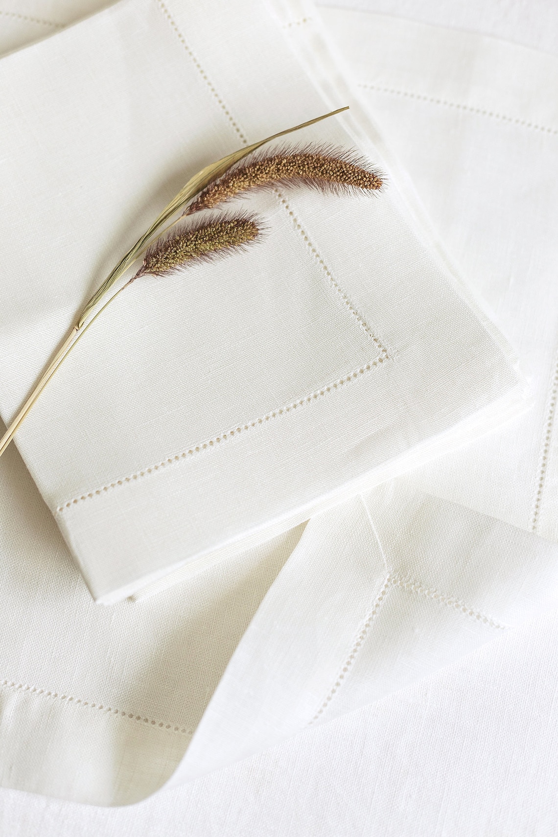 White Hemstitched Linen Placemats Set Best Rustic Placemats Etsy