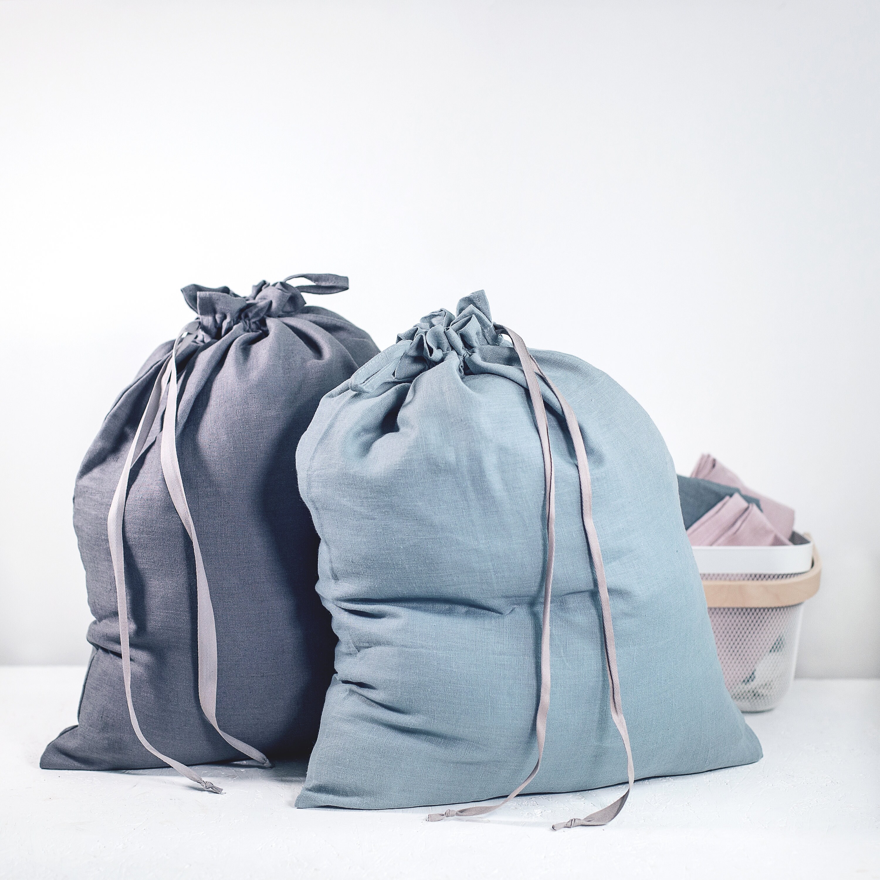 Linen laundry bag made of softened linen Large clothes bag Etsy