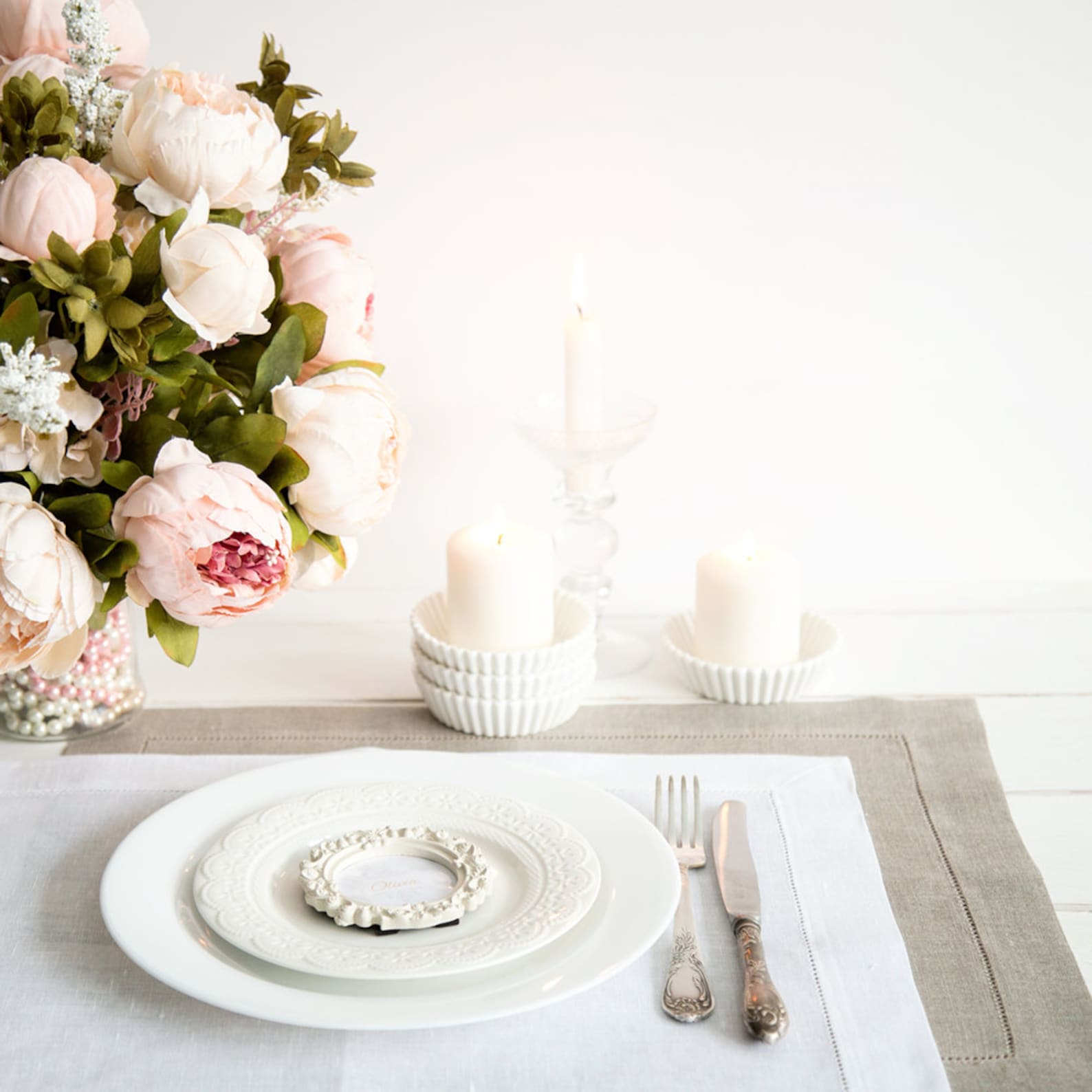 White Hemstitched Linen Placemats Set Best Rustic Placemats Etsy
