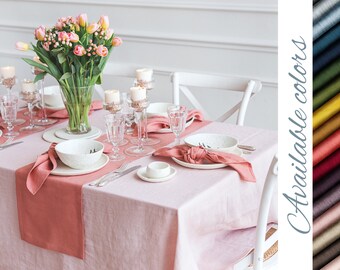 Extralanger Tischläufer, handgefertigt aus 100 % natürlichem Bio-Leinen, für Hochzeiten, Weihnachten, Ostern oder andere festliche Anlässe.