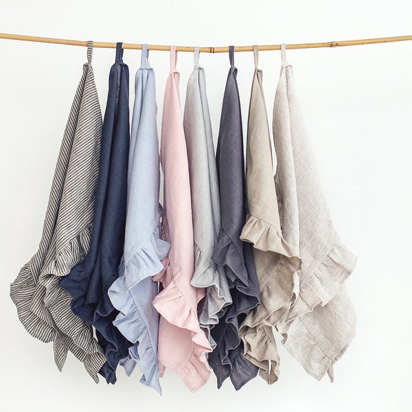 Ruffled Linen Tea Towels – Soft Textured Fabric, Available in Various Colours