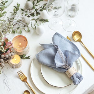 Stone Washed Linen Cloth Napkins set of 6 image 9