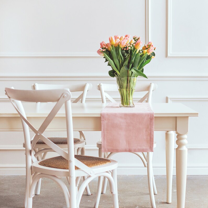 Blush Pink Runner Table Runner Made Of Stone Washed Linen