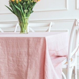 Pink Linen Tablecloth, Soft Linen Tablecloth, Linen Handmade Table ...