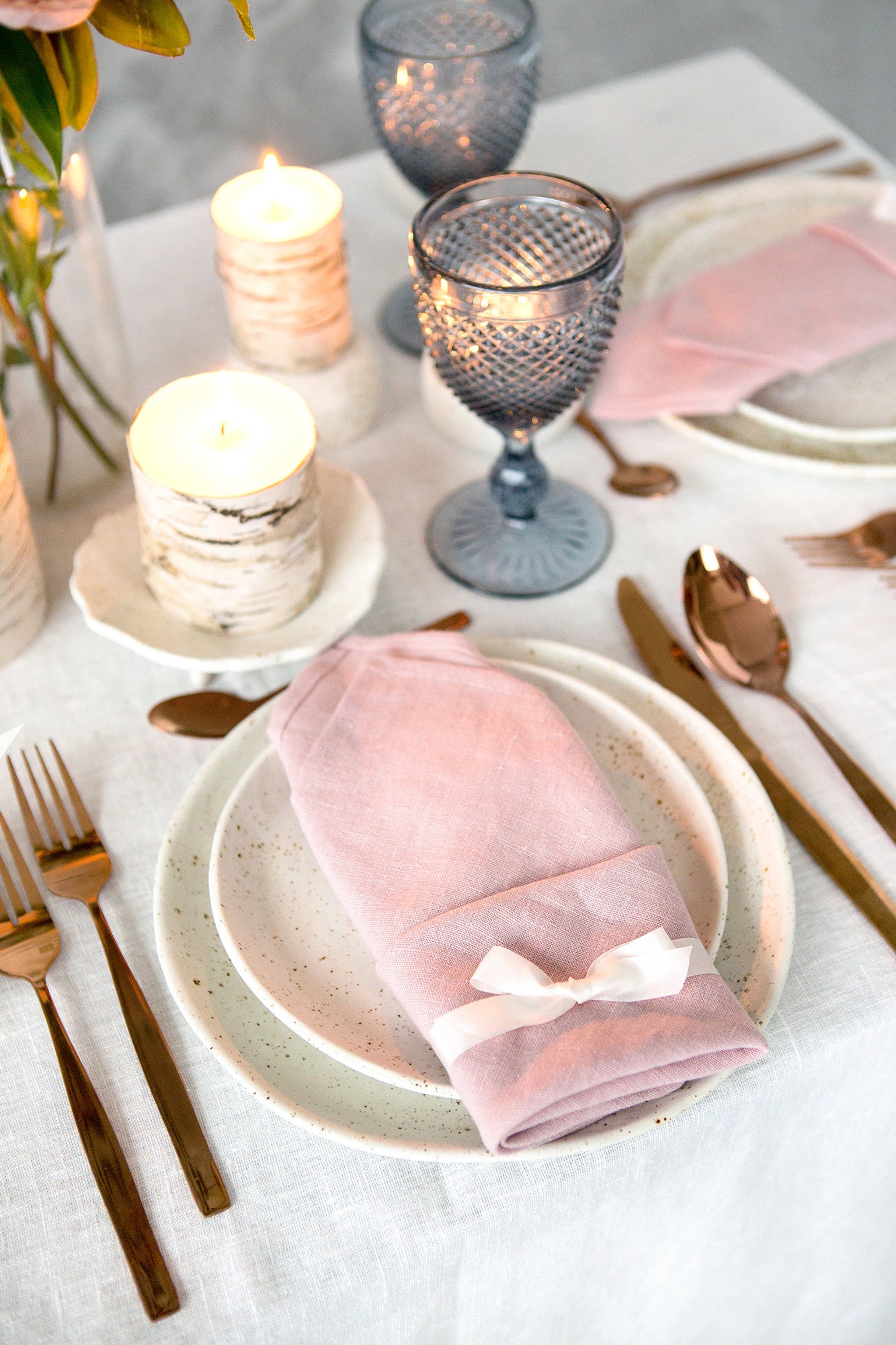 Blush Pink napkins set made of Natural Linen perfect as Etsy