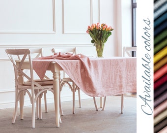 Nappe en lin rose, nappe en lin doux, nappe faite à la main en lin, ensemble de table en lin blush naturel, nappe de mariage Blush