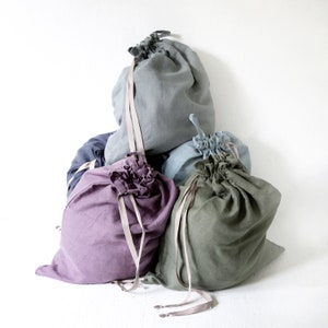 Linen Laundry Bag, Linen Storage Bag, Softened Linen Bag, Big Laundry Bag, Linen Drawstring Bag image 2