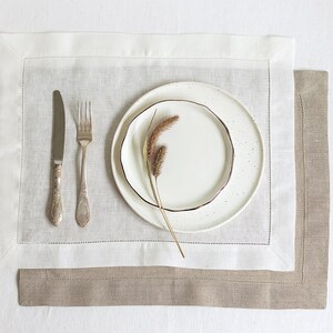 Linen Placemat set of 6 made of natural flax and hemstitched image 5
