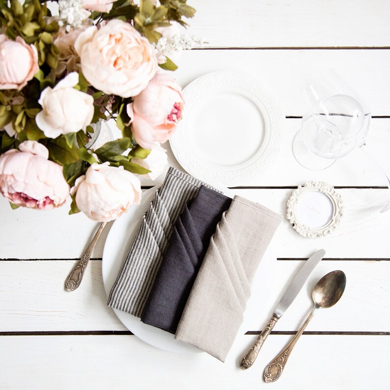 Linen Napkins Bulk in Natural Grey Color Cloth Napkins for Etsy