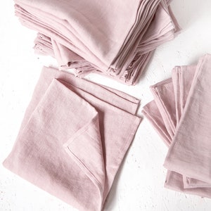 Bulk of 50 Linen Napkins in blush pink color perfect as wedding napkins or dinner napkins image 7