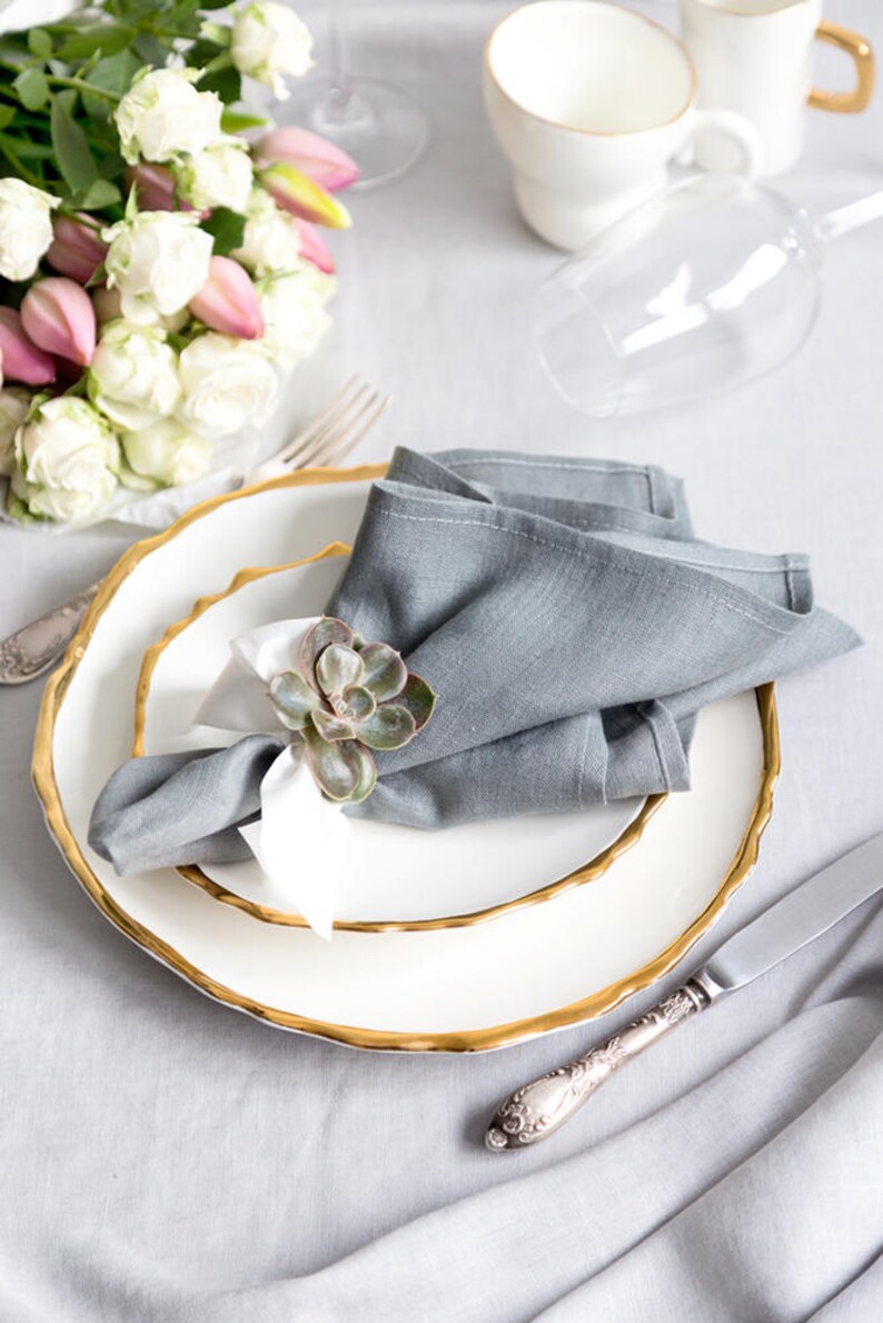 Grey restaurant linen napkins set made of natural Baltic Etsy